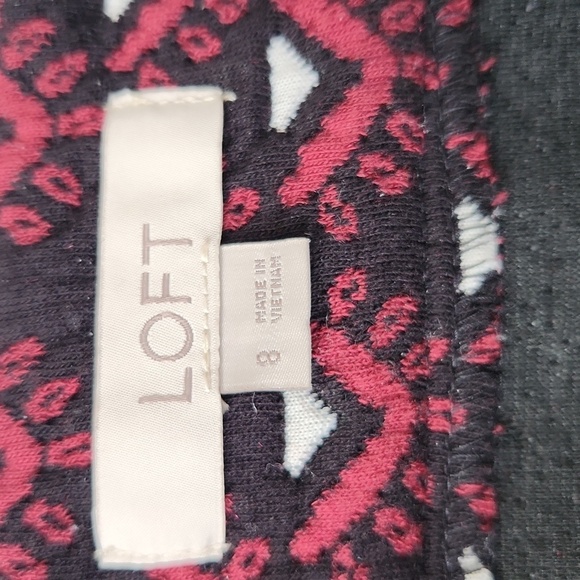 LOFT Red and Black Embellished A-Line Mini Skirt jacquard Sz: 8 cotton 465186 - Picture 6 of 13